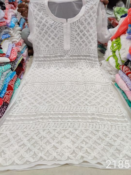 Georgette_chikankari__jaal_work_kurti