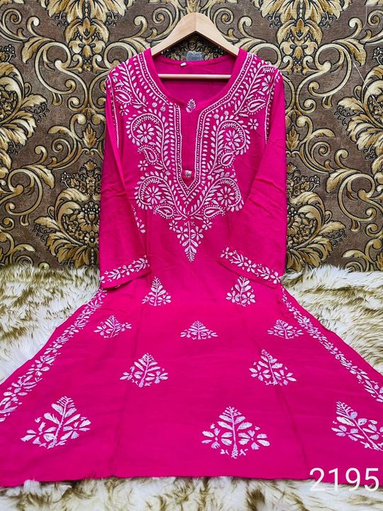 Women's Lucknowi Handcrafted Red Cotton Chikankari Kurti - NC068810 –  Nazranachikan