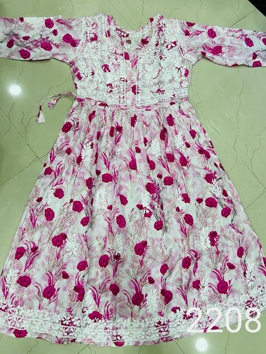 Mul_mul_cotton_printed_side_dori_chikankari_gown