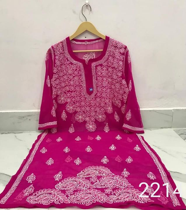 Georgette_gala_daman_chikankari_kurti