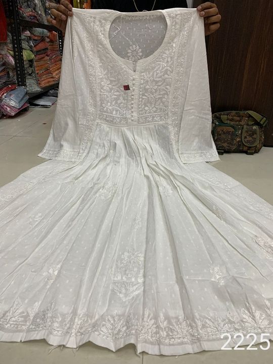 Dobby_cotton_dyed_chikankari_gown