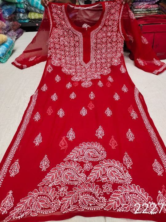 Georgette_chikankari_kurti