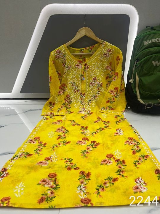 Mul_mul_cotton_printed_chikankari_kurti