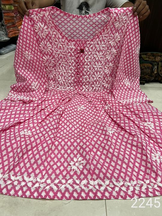 Cotton_printed_chikankari_short_gown