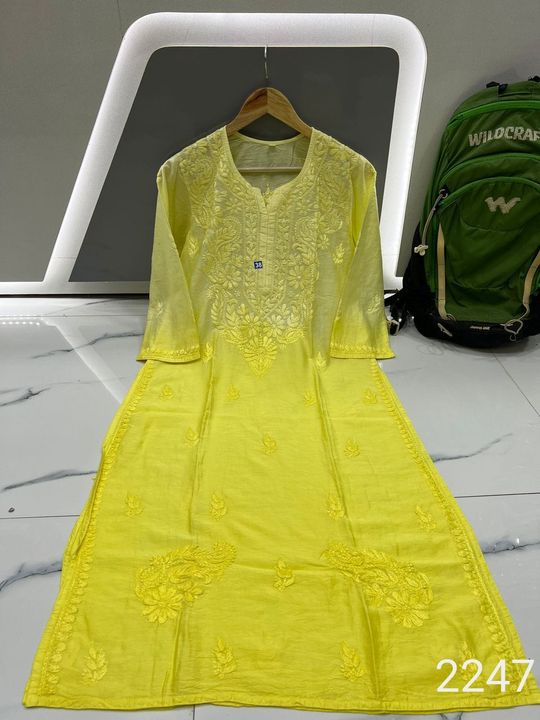 Chanderi_Cotton_dyed_chikankari_kurti