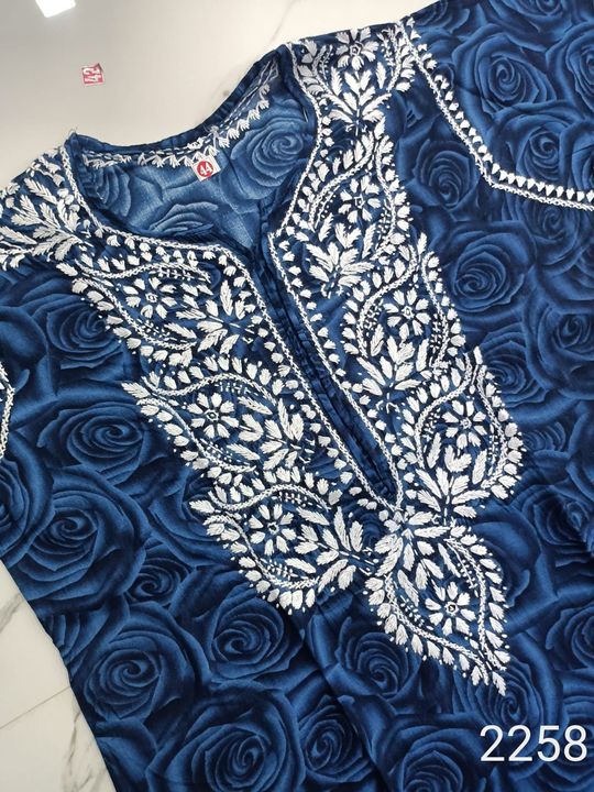 Denim_print_Cotton_chikankari__kurti