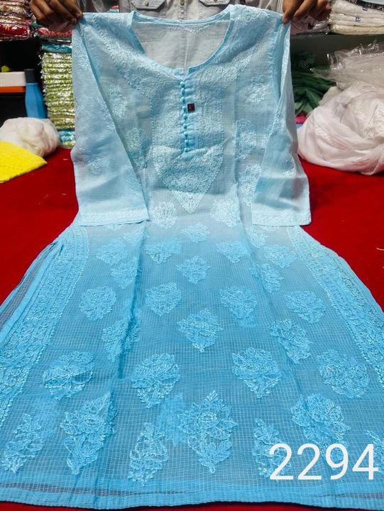 Double_shaded_lucknowi_chikankari_kota_kurti