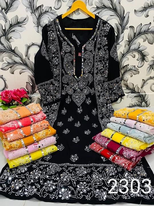 Georgette_side_panel_lucknowichikankari_kurti_with_mirror_work