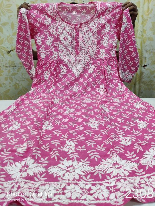 Cotton_printed_ghaspatti_embroidery_work_lucknowichikankari_gown