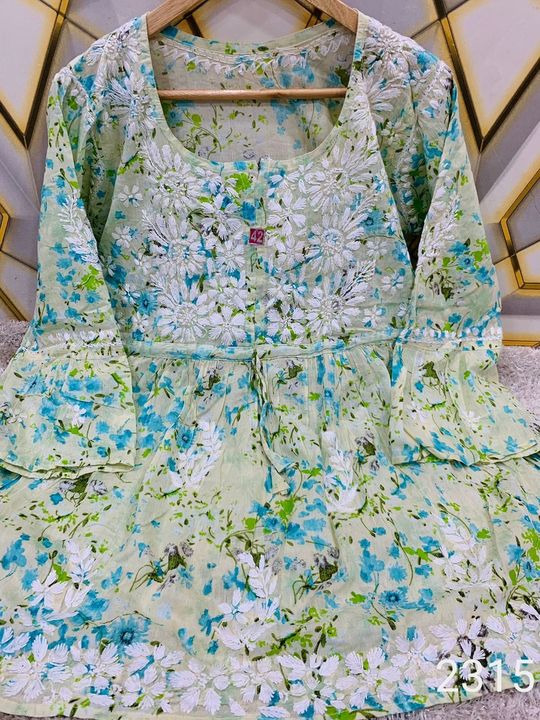 Mul_mul_cotton_printed_short_gown_lucknowichikankari