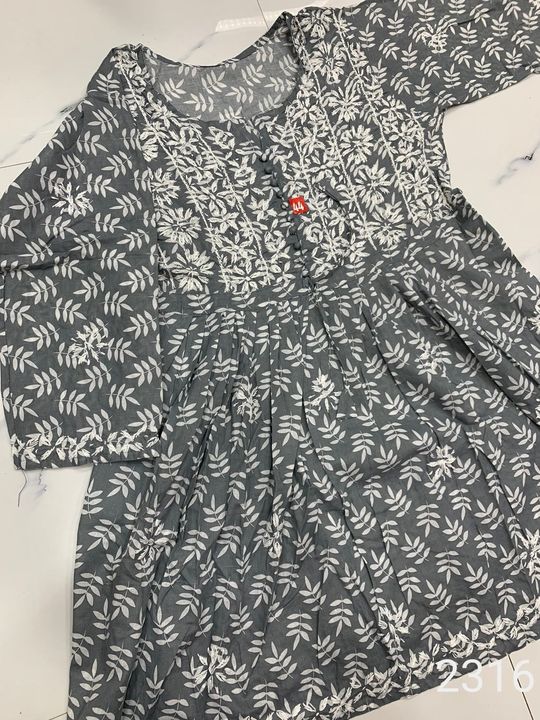 Mul_mul_cotton_printed_short_gown_lucknowichikankari