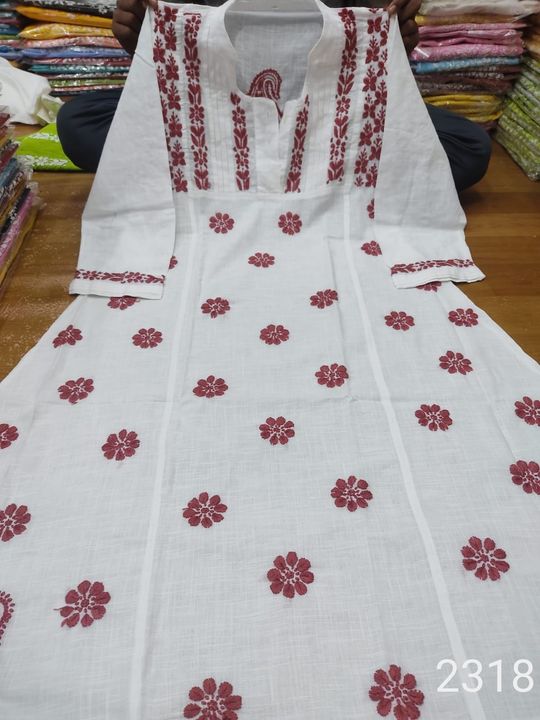 Slub_cotton_lucknowichikankari_gown