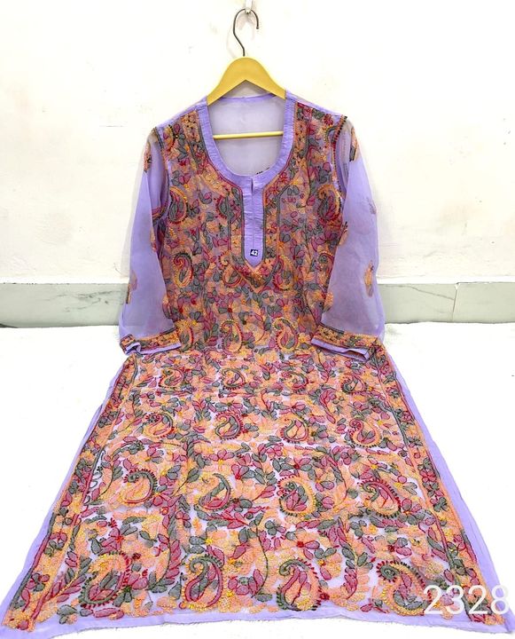 Georgette_resham_thread_jaal_lucknowichikankari__kurti