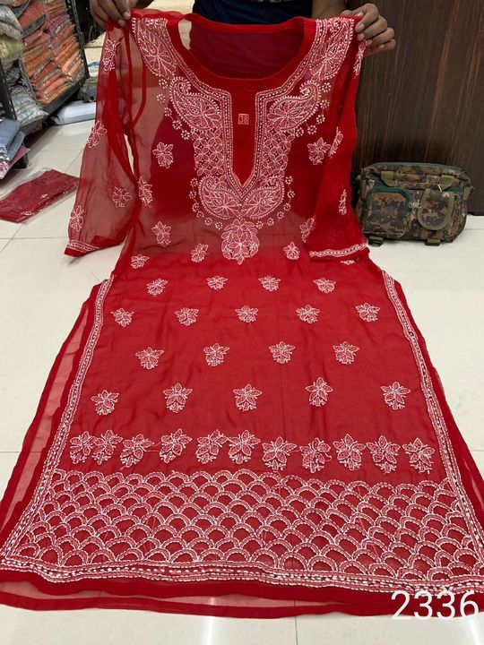 Georgette_mahi_daman_lucknowi_kurti