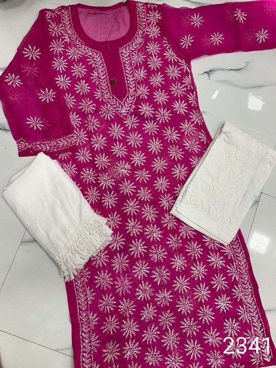 Georgette_tepachi_work_lucknowichikankari_kurti