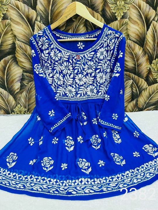 Georgette_(/)_chikankari_short_gown