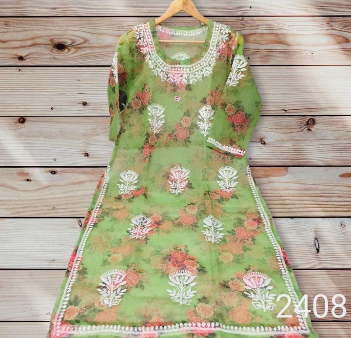 Digital_printed_orangza_silk_boat_neck_kurti_chikankari