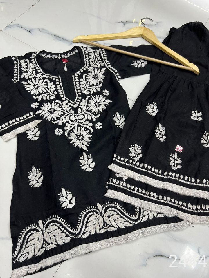 kids_collection_Cotton_chikankari_kurti_with_gharara_lace_set