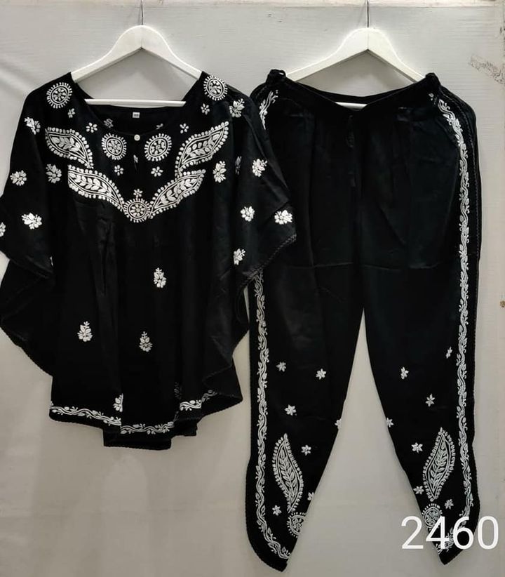 modal_cotton_short_kaftans_dhoti_set_with_finest_quality_intricate_chikankari_hand_embroidery