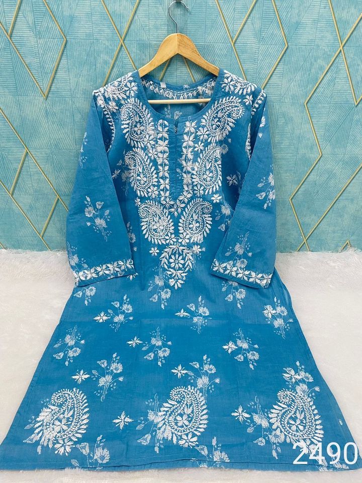 Mul_mul_cotton_printed_chikankari_kurti