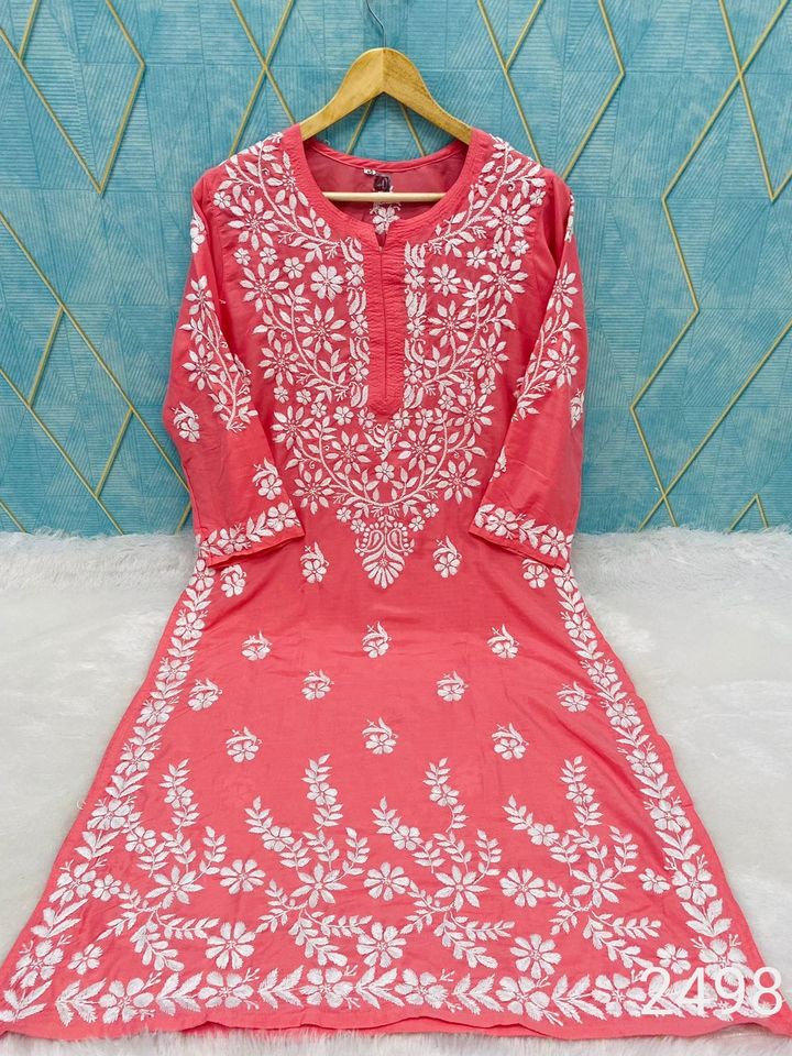 Lucknowi_chikankari_modal_gala_daman_work_kurti