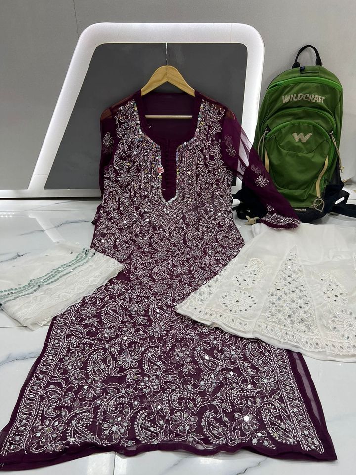 chikankari_Kurti_Restocked_with_sharara_and_dupatta