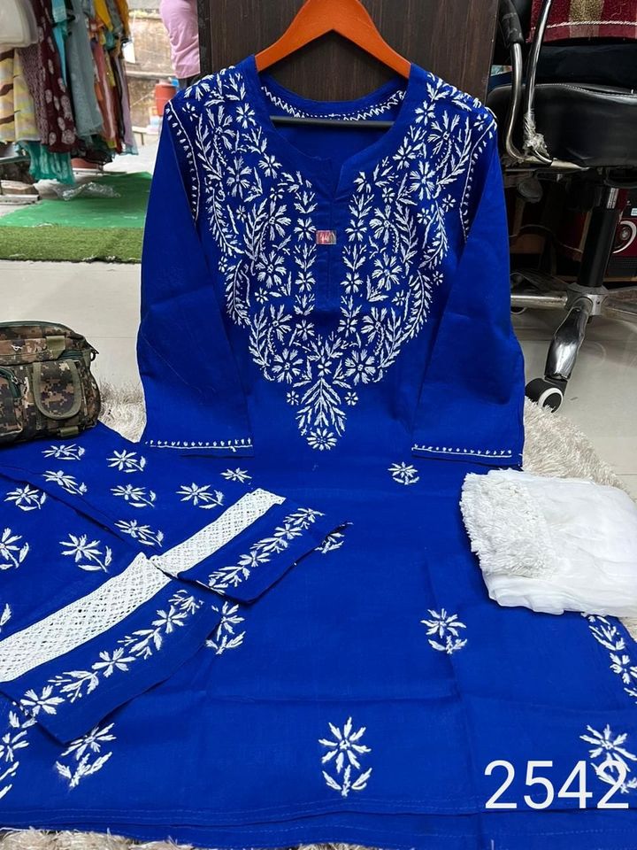 Pure_cotton_chikankari__kurti_with_pant_set