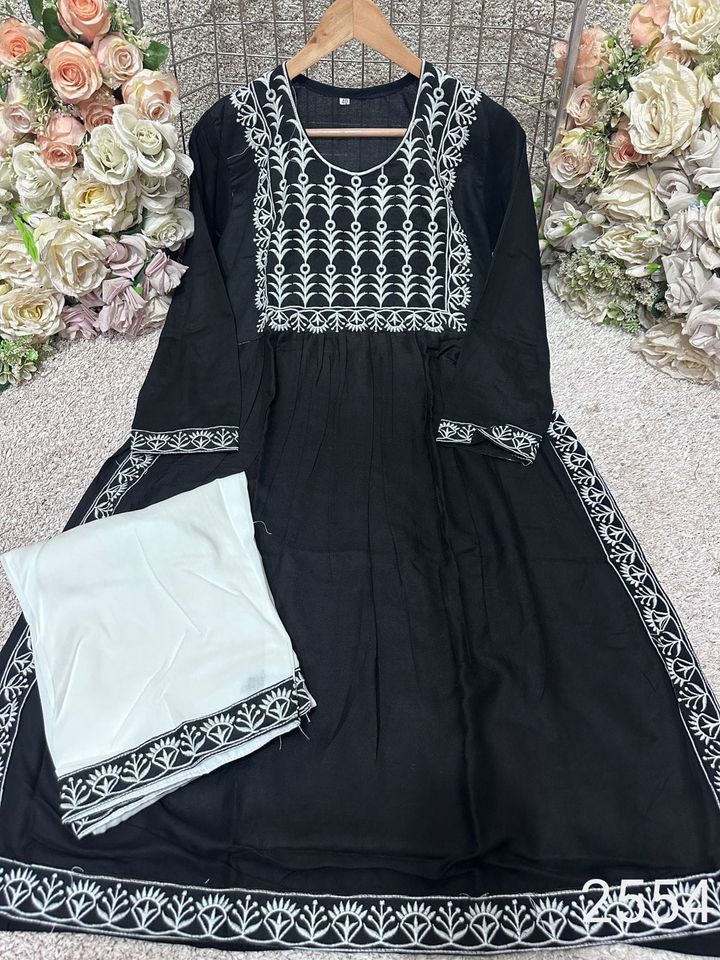 Trending_nyra_cut_rayon_chikankari_kurti_with_plazo_set