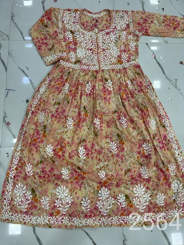 Mul_mul_chikankari_cotton_printed_nyra_cut_gown