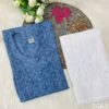 chikankari_Brasso_dyed_cotton_kurti_crochet_button