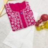 lucknawi_chikankari_rayon_handwork_ghass_patti_kurti_with_cotton_chikankari_handwork_bhakhya_pant