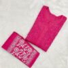 lucknowi_chikankari_ghaspatti_embroidery_cotton_dyble_kurti_with_combination_matching_of_co-ord_set