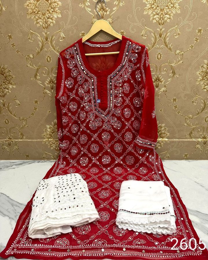 Georgette_rose_jaal_chikankari_kurti_with_mirror_work