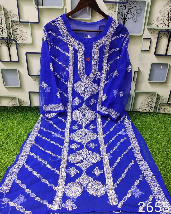 Georgette_panel_chikankari_kurti_with_gota_work