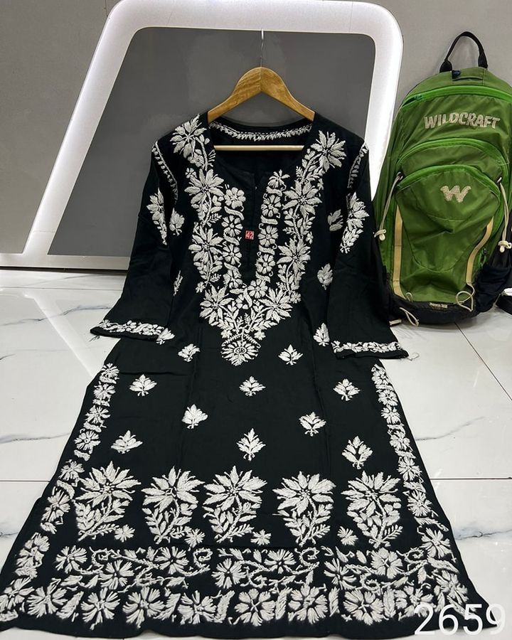 Lucknowi_chikankari_rayon_modal_daman_gala_buti_kurti