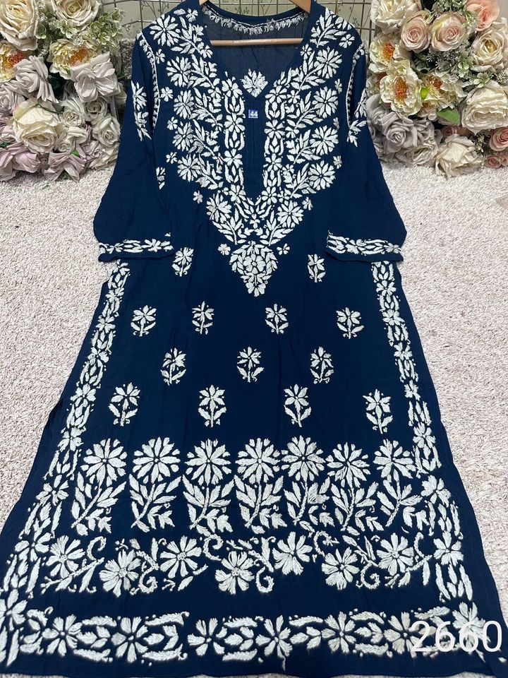 Lucknowi_chikankari_modal_heavy_gala_daman_work_kurti