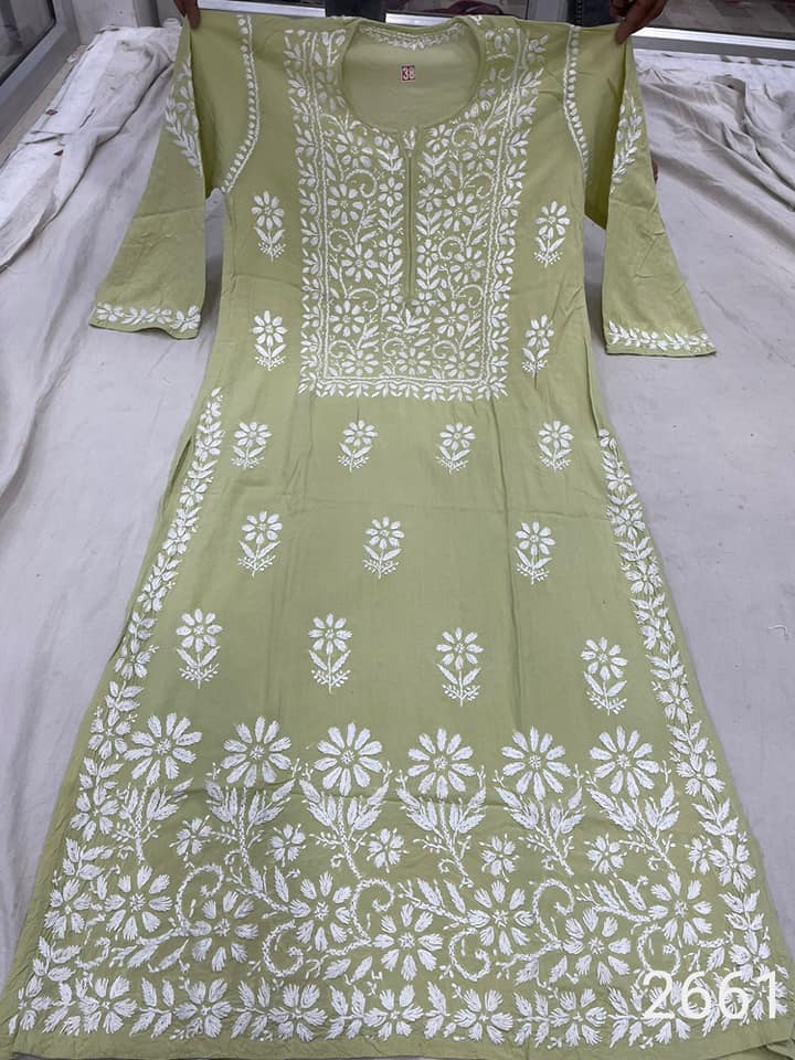 Lucknowi_chikankari_heavy_daman_work_Modal_kurti