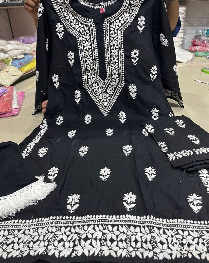 Exclusive_cotton_chikankari_kurti_salwar_set_with_duptta