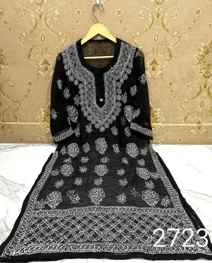 Ada Hand Crafted Black Georgette Lucknowi Chikankari Indian Women Kurta  With Slip - A90314 - Ada - 1662742 | Indian women, Women, Designer  collection
