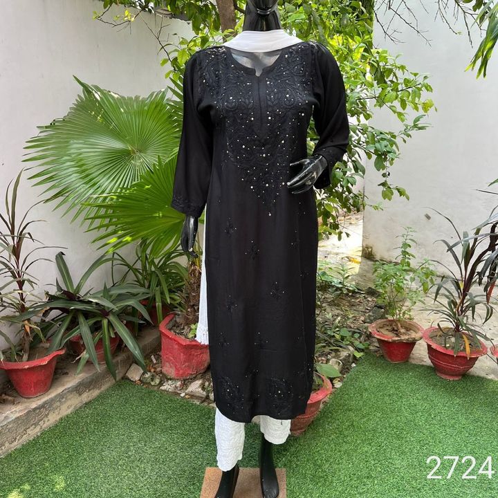 Rayon_cotton_chikankari_mukaish_work_kurti