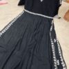 Lucknowi_chikankari_heavy_rayon_straight_nayra_black_kurti