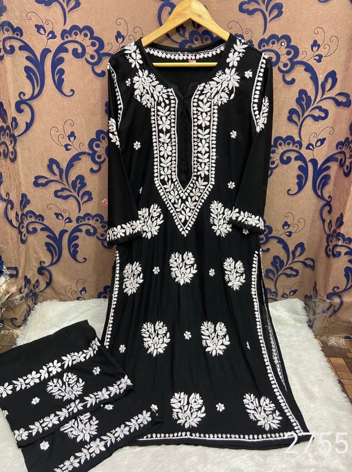 Premium_rayon_chikankari_kurti_Plazzo_Set