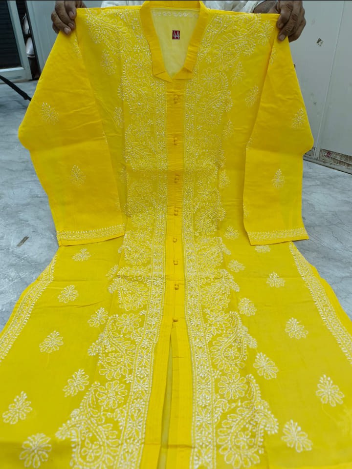 voil_cotton_Lucknowi_chikankari_panel_work_collar_kurti