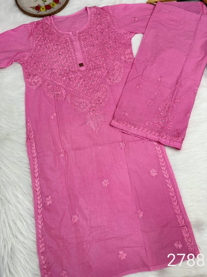 Cotton_chikankari_kurti_with_plazo_dye_set_with_mukaish_work