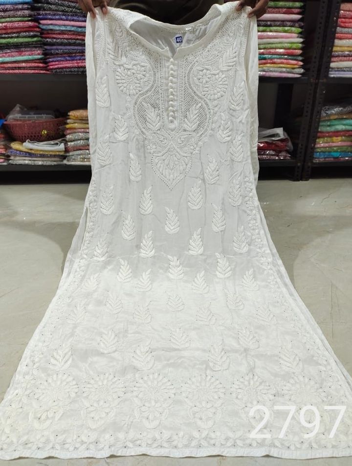 Exclusive_Lucknowi_chikankari_muslin_dyble_kurti_with_mukaish_work