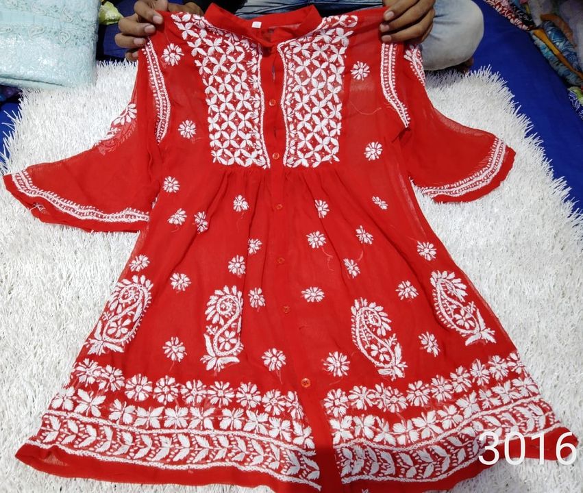 FRONT_OPEN_short_chikankari_top_WITH_DESIGNER_SLEEVE