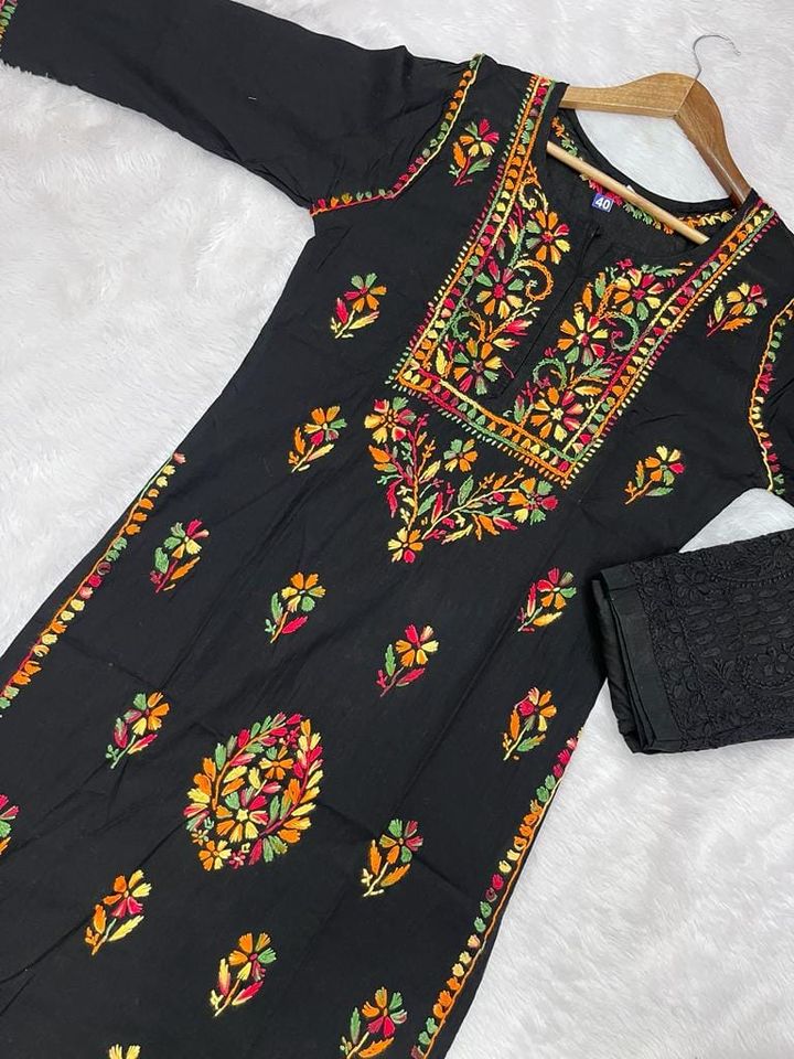 Cotton_chikankari_kurti_with_Lycra_stretchbal_pant_set