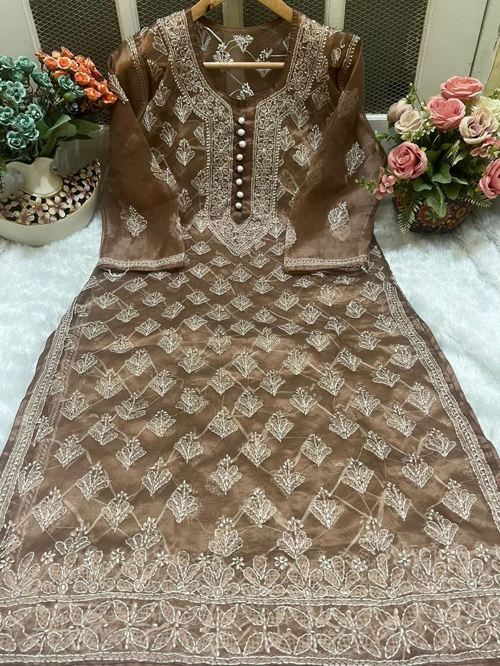 Booti_jaal_chikankari_organza_kurti