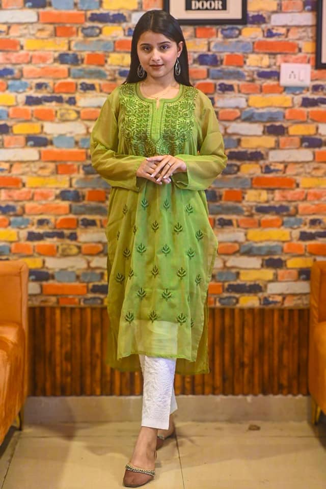 Georgette_machine_work_Chikankari_kurti