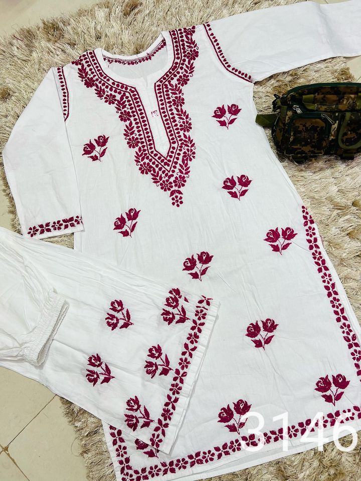 Cotton_chikankari_kurti_with_plazo_set